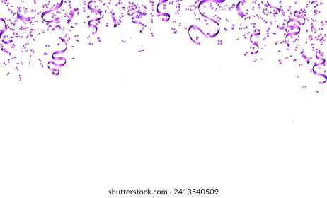Purple confetti falling celebration, event, birthday, party background, magic, carnival