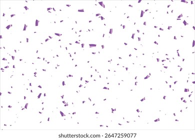 Purple confetti, falling paper ribbons isolated on white background. Birthday party decoration. Vector illustration, Falling serpentine. Realistic bright serpentine. Flying holiday tinsel. Anniversary