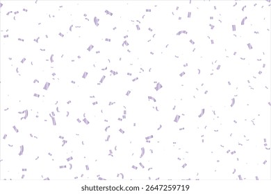 Purple confetti, falling paper ribbons isolated on white background. Birthday party decoration. Vector illustration, Realistic bright serpentine. Flying holiday tinsel. Anniversary decorative elements