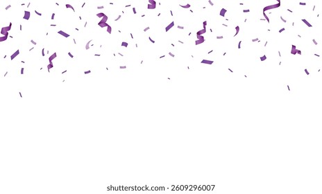 Purple confetti isolated on white background. Festive confetti decoration element. Falling ribbon design template. Vector illustration