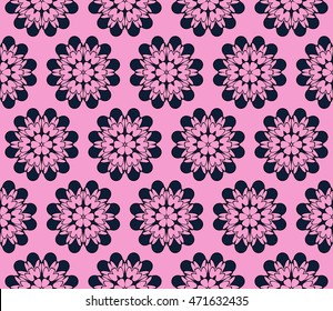 Purple. Congratulatory ornament seamless execution in the form of floral pattern. Vector. For holiday cards design, fashion design, interior design, graphic arts