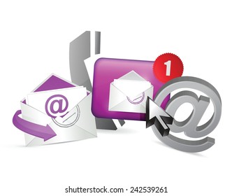 purple contact us icons graphic concept illustration design over a white background