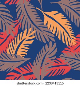 Purple Continuous Tropical Modern Beach Element Background. Gradient Seamless Floral Fresh Tree Artwork Pattern. Bright Repeated Fashion Monstera Surface Wallpaper.