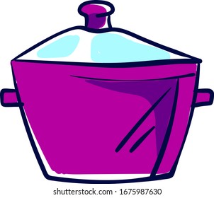 Purple cooking pan, illustration, vector on white background.
