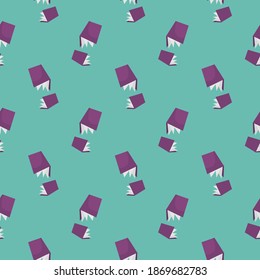 Purple copy books,seamless pattern on blue background.