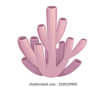 Purple coral tropical underwater sea life vector illustration isolated on white background