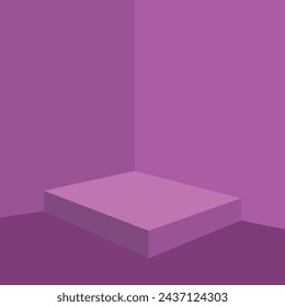 Purple corner background,with square podium with empty space