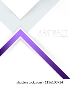 Purple corner line and label overlap layer on white space paper for vector background design