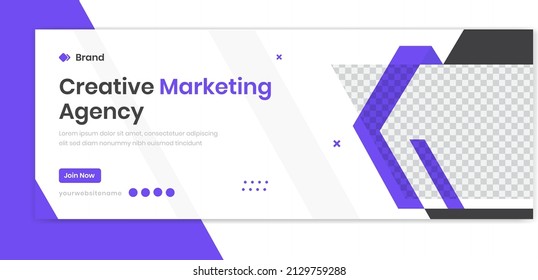 Purple corporate banner design template, abstract shapes business poster vector