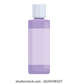 Purple cosmetic bottle with a white cap is standing on a white background