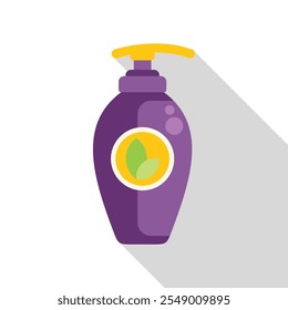 Purple cosmetic container with yellow pump dispenser, showcasing a natural and eco friendly product for skincare or body care