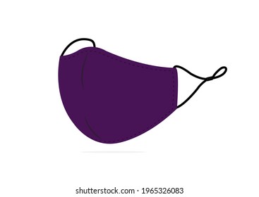 purple cotton face mask to protect coronavirus, covid19 vector isolated on white background ep35