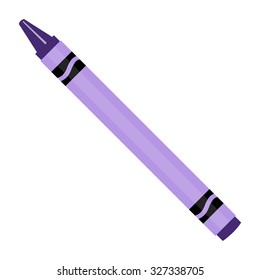 Purple crayon vector icon isolated, preschool, drawing. Wax crayon