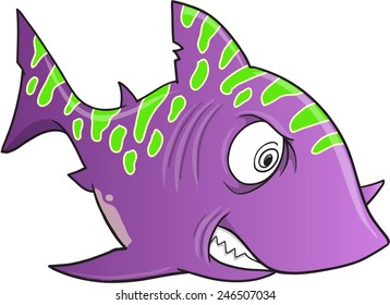 Arte de ilustración de vectores de tiburón morado loco
