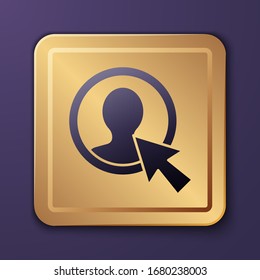 Icono de pantalla Purple Create de cuenta aislado en fondo morado. Botón Gold Square. Ilustración vectorial