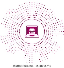 Purple Creating robot icon isolated on white background. Artificial intelligence, machine learning, cloud computing. Abstract circle random dots. Vector