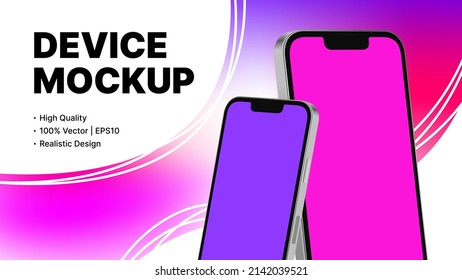 Plantilla de banner Purple Creative con dos smartphones realistas. Ilustración del vector