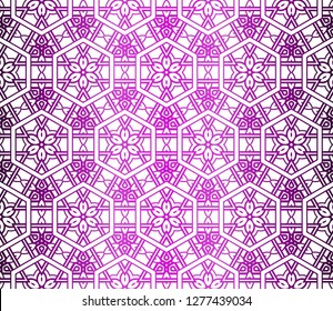 Purple creative vector layout with seamless geometric flower ornament. Design for banner, scrapbokking paper, background.