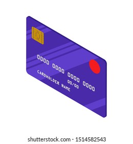 Purple credit card vector image in isometry