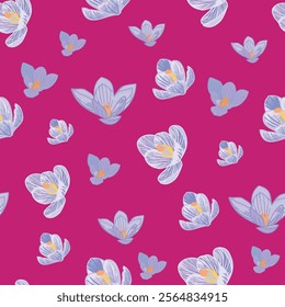 Purple Crocus Flower seamless pattern print background