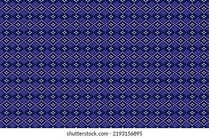 Purple Cross stitch Pattern, Rhombus Embroidery Antique Background, Square Knitted Vector, Zigzag Fashion Decorative art