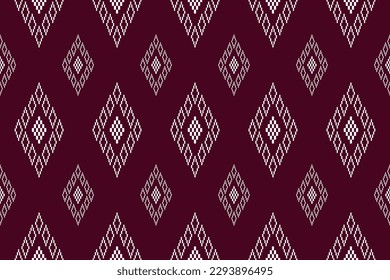 Purple cross stitch traditional ethnic pattern paisley flower Ikat background abstract Aztec African Indonesian Indian seamless pattern for fabric print cloth dress carpet curtains and sarong