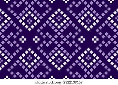 Purple cross stitch traditional ethnic pattern paisley flower Ikat background abstract Aztec African Indonesian Indian seamless pattern for fabric print cloth dress carpet curtains and sarong