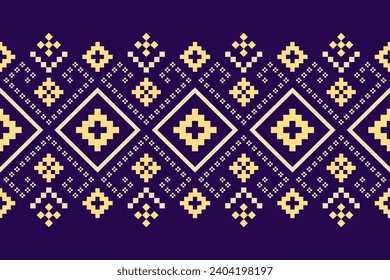 Purple cross stitch traditional ethnic pattern paisley flower Ikat background abstract Aztec African Indonesian Indian seamless pattern for fabric print cloth dress carpet curtains and sarong