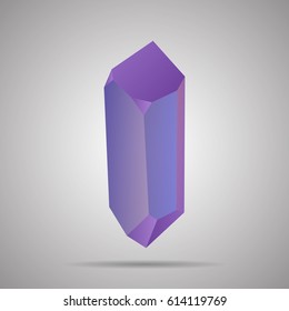 Purple crystal on a white background. Vector illustration