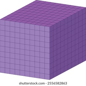 Purple cube composed of smaller square blocks