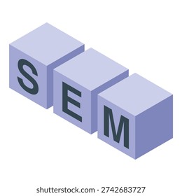 Purple cubes creating the acronym sem, representing search engine marketing