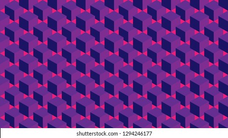 Purple cubes in a pattern on top of a pink background