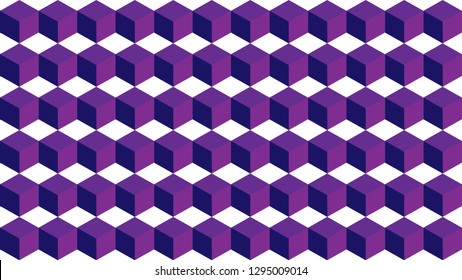 Purple cubes in a pattern on top of a white vector background