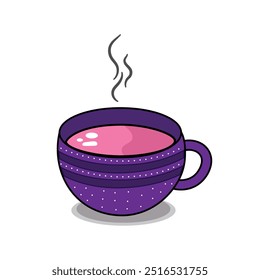 purple cup with pink tea vector
