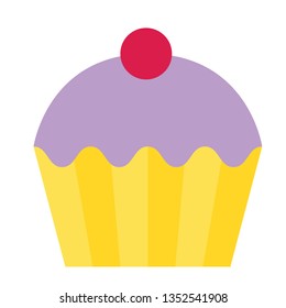 Purple cupcake flat illustration on white