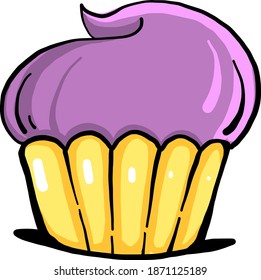 violetter Cupcakes, Illustration, Vektorgrafik auf weißem Hintergrund.