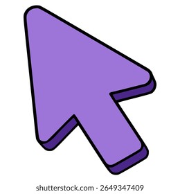 purple cursor 3d view angle computer flat color vector illustration template design