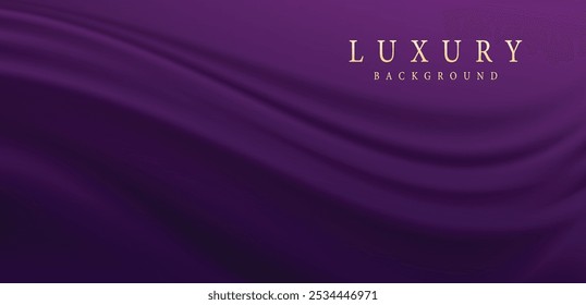 Purple curtain vector illustration. Realistic 3d vintage luxury banner for awards ceremony, elegant frame invitation on royal curtain mantle background.