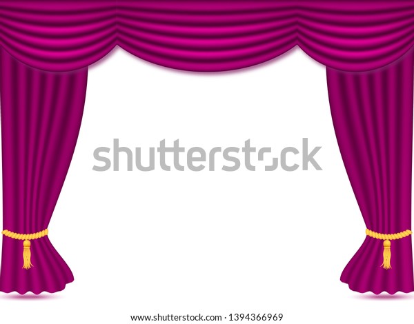 Purple Curtains Drapery Vector Illustration Isolated Stock Vector