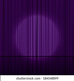 Purple Curtains Vector Background.