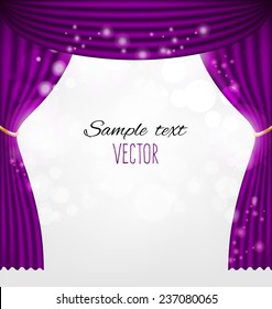 Purple Curtains Vector Background