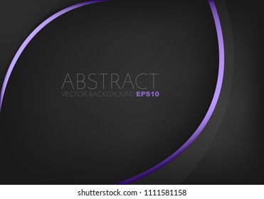 Purple curve line vector background overlap layer on black space for text and background design