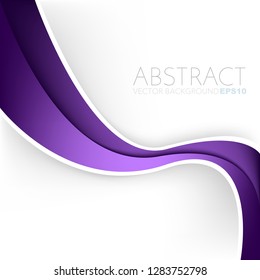 Purple curve line vector background overlap layer on white space for design