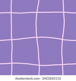 Cuadrícula de curvado púrpura sin inconvenientes. Fondo geométrico minimalista a la moda con textura ondulada. Estética divertida de vaporwave. Ilustración vectorial de repetición