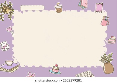 purple cute background with  frame