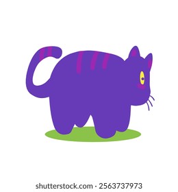 Purple and cute cartoon cat decoration element