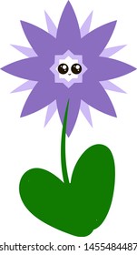 Flor morada linda, ilustración, vector sobre fondo blanco.