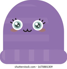 Purple cute hat, illustration, vector on white background.