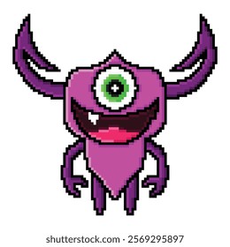 purple cute monster pixel art design