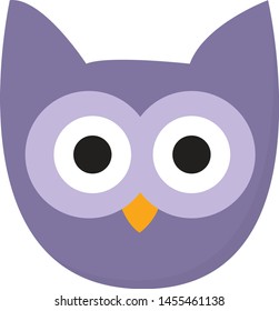 Purple cute owl, illustration, vector on white background.
